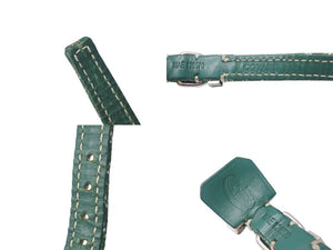 GOYARD Pet Collar and Lead, Herringbone Pattern, Green PVC Leather, Silver Hardware, Excellent Condition, Pre-Owned, Item Number 4c072587 
