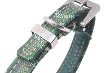 Load image into Gallery viewer, GOYARD Pet Collar and Lead, Herringbone Pattern, Green PVC Leather, Silver Hardware, Excellent Condition, Pre-Owned, Item Number 4c072587 