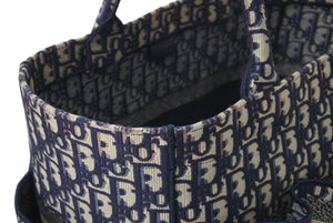 Christian Dior クリスチャンディオール ブックトート トートバッグ 50-MA-0230 オブリーク ネイビー キャンバス 良品 中古 4c072588