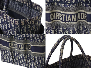 Christian Dior クリスチャンディオール ブックトート トートバッグ 50-MA-0230 オブリーク ネイビー キャンバス 良品 中古 4c072588