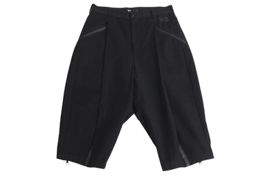 Y-3 ワイスリー サルエル ワイド パンツ 七分丈 サンプル ブラック コットン アディダス 撥水加工 ロゴ ボトムス サイズM 美品 中古 4c072598