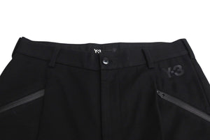 Y-3 ワイスリー サルエル ワイド パンツ 七分丈 サンプル ブラック コットン アディダス 撥水加工 ロゴ ボトムス サイズM 美品 中古 4c072598