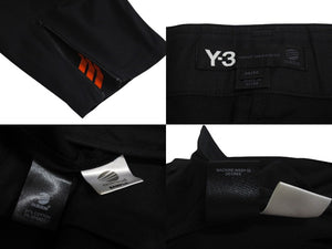 Y-3 ワイスリー サルエル ワイド パンツ 七分丈 サンプル ブラック コットン アディダス 撥水加工 ロゴ ボトムス サイズM 美品 中古 4c072598