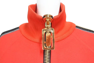 極美品 Marc Jacobs マークジェイコブス ジャケット ジャージ S-W21790283 カシミア レッド ベージュ ゴールド金具 サイズ0 中古 4c072603