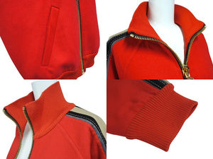 極美品 Marc Jacobs マークジェイコブス ジャケット ジャージ S-W21790283 カシミア レッド ベージュ ゴールド金具 サイズ0 中古 4c072603