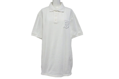 Burberry バーバリー 半袖 ポロシャツ ショートスリーブ TB モノグラムワッペン 8017723 コットン ホワイト 美品 中古 4c072609 