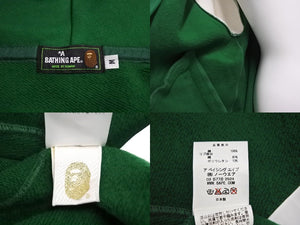 極美品 A BATHING APE アベイシングエイプ TIGER タイガー ワッペン スタジアムジャケット コットン グリーン ホワイト M 中古 4c072616 