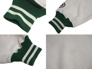 極美品 A BATHING APE アベイシングエイプ TIGER タイガー ワッペン スタジアムジャケット コットン グリーン ホワイト M 中古 4c072616 