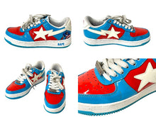 画像をギャラリービューアに読み込む, A BATHING APE アベイシングエイプ × MARVEL アスリート BAPE サイズ8 ブルー レッド M191903 美品 中古 4c072622 