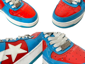 A BATHING APE アベイシングエイプ × MARVEL アスリート BAPE サイズ8 ブルー レッド M191903 美品 中古 4c072622 
