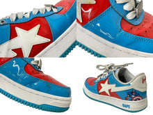 画像をギャラリービューアに読み込む, A BATHING APE アベイシングエイプ × MARVEL アスリート BAPE サイズ8 ブルー レッド M191903 美品 中古 4c072622 