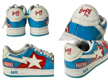 画像をギャラリービューアに読み込む, A BATHING APE アベイシングエイプ × MARVEL アスリート BAPE サイズ8 ブルー レッド M191903 美品 中古 4c072622 
