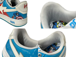 A BATHING APE アベイシングエイプ × MARVEL アスリート BAPE サイズ8 ブルー レッド M191903 美品 中古 4c072622 