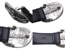 Load image into Gallery viewer, CHROME HEARTS クロムハーツ 1.5クラシックオーバルクロス レザーベルト サイズ39 1989/00 sterling刻印 レザー 美品 中古 4c072627