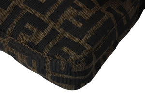 FENDI フェンディ マンマバケット ワンショルダーバッグ ズッカ柄 コットンキャンバス レザー シルバー金具 ブラウン 美品 中古 4c072641 