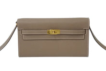 Load image into Gallery viewer, 極美品 エルメス HERMES 二つ折り財布 ケリーウォレット ケリー トゥーゴー エトゥープ ゴールド金具 B刻印 中古 4c072643