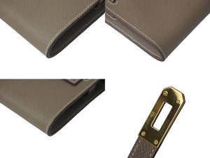極美品 エルメス HERMES 二つ折り財布 ケリーウォレット ケリー トゥーゴー エトゥープ ゴールド金具 B刻印 中古 4c072643