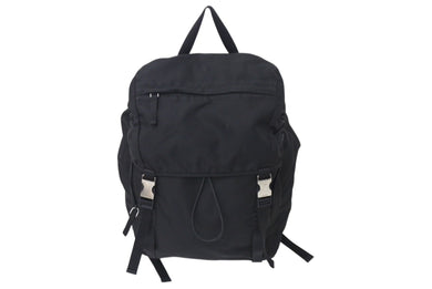 PRADA プラダ リュック バックパック 2VZ062 トライアングルロゴ ナイロン ブラック シルバー金具 美品 中古 4c072661