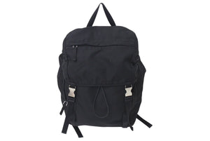 PRADA プラダ リュック バックパック 2VZ062 トライアングルロゴ ナイロン ブラック シルバー金具 美品 中古 4c072661