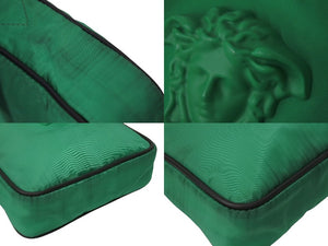 VERSACE ヴェルサーチ メデューサ ショルダーバッグ ボディバッグ ロゴ ICタグ グリーン ブラック シルバー金具 美品 中古 4c072663