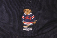 Load image into Gallery viewer, 新品未使用 POLO RALPH LAUREN ポロラルフローレン キャップ キッズサイズ ワンサイズ ポロベアー コーデュロイ ネイビー 中古 4c072668