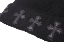 Load image into Gallery viewer, 新品同様 CHROME HEARTS クロムハーツ ニットキャップ 帽子 ブラック カシミヤ レザー ONE(26cm) RN 97729 シルバー金具 中古 4c072683