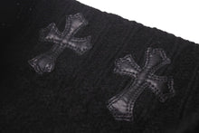Load image into Gallery viewer, 新品同様 CHROME HEARTS クロムハーツ ニットキャップ 帽子 ブラック カシミヤ レザー ONE(26cm) RN 97729 シルバー金具 中古 4c072683