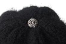 Load image into Gallery viewer, 新品同様 CHROME HEARTS クロムハーツ ニットキャップ 帽子 ブラック カシミヤ レザー ONE(26cm) RN 97729 シルバー金具 中古 4c072683