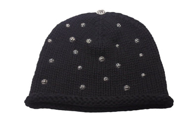 CHROME HEARTS クロムハーツ ビーニー ニット帽 クロスボール ピラミッド ブラック カシミヤ シルバー925 美品 中古 4c072687