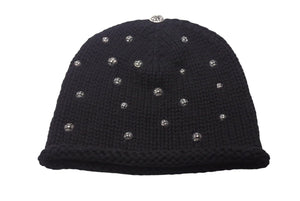 CHROME HEARTS クロムハーツ ビーニー ニット帽 クロスボール ピラミッド ブラック カシミヤ シルバー925 美品 中古 4c072687