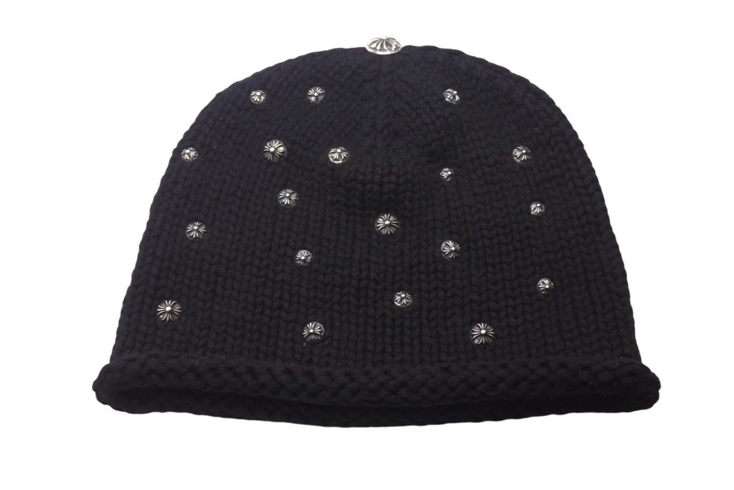 CHROME HEARTS クロムハーツ ビーニー ニット帽 クロスボール ピラミッド ブラック カシミヤ シルバー925 美品 中古 4c072687