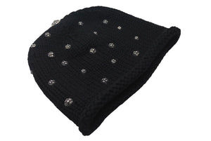 CHROME HEARTS クロムハーツ ビーニー ニット帽 クロスボール ピラミッド ブラック カシミヤ シルバー925 美品 中古 4c072687