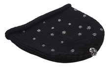 Load image into Gallery viewer, CHROME HEARTS クロムハーツ ビーニー ニット帽 クロスボール ピラミッド ブラック カシミヤ シルバー925 美品 中古 4c072687