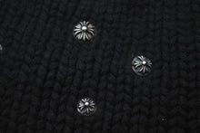 Load image into Gallery viewer, CHROME HEARTS クロムハーツ ビーニー ニット帽 クロスボール ピラミッド ブラック カシミヤ シルバー925 美品 中古 4c072687