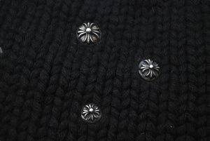 CHROME HEARTS クロムハーツ ビーニー ニット帽 クロスボール ピラミッド ブラック カシミヤ シルバー925 美品 中古 4c072687