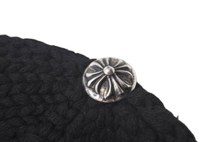 CHROME HEARTS クロムハーツ ビーニー ニット帽 クロスボール ピラミッド ブラック カシミヤ シルバー925 美品 中古 4c072687