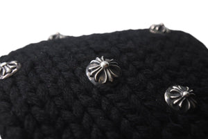 CHROME HEARTS クロムハーツ ビーニー ニット帽 クロスボール ピラミッド ブラック カシミヤ シルバー925 美品 中古 4c072687