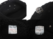 Load image into Gallery viewer, CHROME HEARTS クロムハーツ ビーニー ニット帽 クロスボール ピラミッド ブラック カシミヤ シルバー925 美品 中古 4c072687