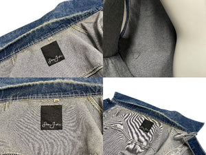 SEAN JOHN ショーンジョン デニムベスト サイズXL インディゴブルー ホワイト ロゴ刺繍 コットン 美品 中古 4c072689