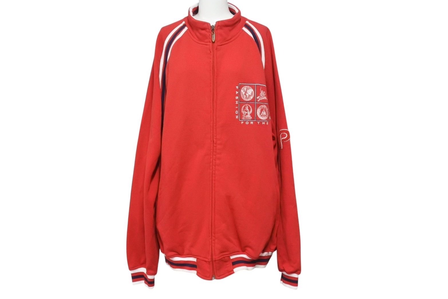 PELLE PELLE - pellepelle ペレペレ ジップアップ スウェットシャツ サイズXL 刺繍デザイン シニール レッド コットン ポリエステル 美品 中古 4c072690 pellepelle ペレペレ ジップアップ スウェットシャツ サイズXL