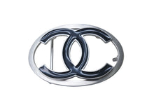 Load image into Gallery viewer, CHANEL シャネル デニムレザーベルト サイズ90/36 ココマーク バックル 07P刻印 グレー ベージュ 美品 中古 4c072692