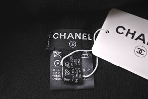 極美品 CHANEL シャネル ビーニー ニットキャップ ニット帽 ロゴ ブラック ホワイト ウール カシミヤ 中古 4c072693