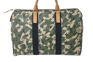 極美品 ルイ ヴィトン LOUIS VUITTON モノグラム フラージュ スピーディ 35 バッグ カモフラ グリーン M95773 村上隆 中古 4c072698