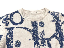 Load image into Gallery viewer, Christian Dior クリスチャンディオール ニット セーター 21FW ロゴプリント キッズ タグ切れ ホワイト ブルー 美品 中古 4c072712