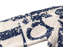 Load image into Gallery viewer, Christian Dior クリスチャンディオール ニット セーター 21FW ロゴプリント キッズ タグ切れ ホワイト ブルー 美品 中古 4c072712