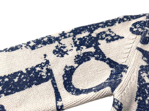 Christian Dior クリスチャンディオール ニット セーター 21FW ロゴプリント キッズ タグ切れ ホワイト ブルー 美品 中古 4c072712