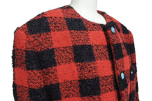 Load image into Gallery viewer, 新品未使用 LOUIS VUITTON ルイヴィトン 1AFWN0 ダミエ カラーレス ツイードジャケット サイズ50 レッド 中古 4c072724