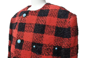 新品未使用 LOUIS VUITTON ルイヴィトン 1AFWN0 ダミエ カラーレス ツイードジャケット サイズ50 レッド 中古 4c072724