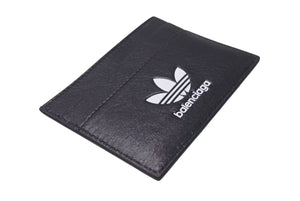 新品未使用 BALENCIAGA × ADIDAS バレンシアガ アディダス カードケース 721895 ラムスキン ブラック 中古 4c072733