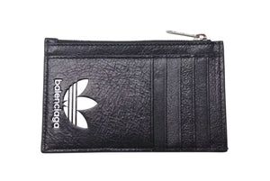 新品未使用 BALENCIAGA × ADIDAS バレンシアガ アディダス カードケース コインケース 721896 ラムスキン ブラック 中古 4c072734